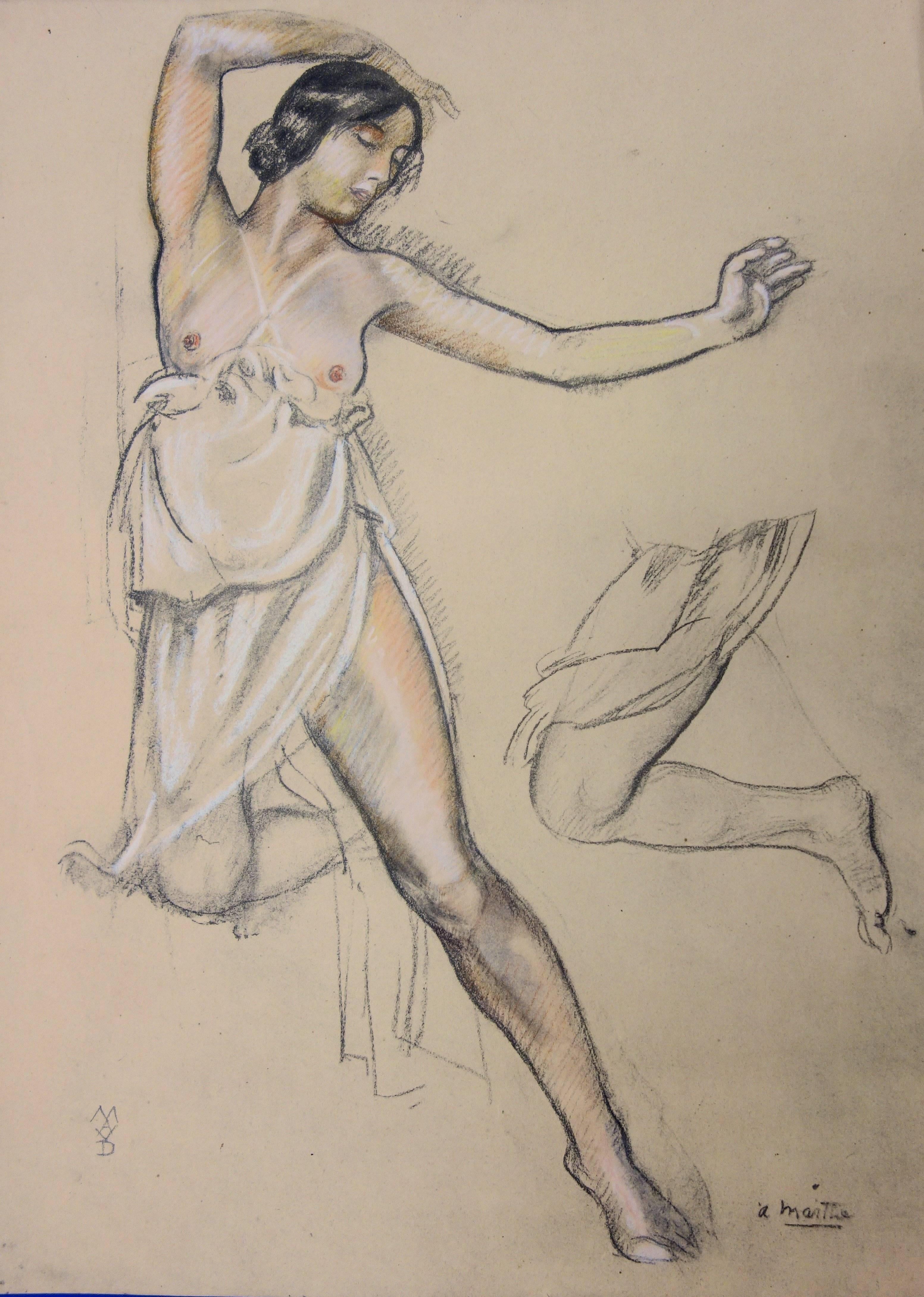 Figurative Print Maurice Denis - Modèle de danse nu - Lithographie originale