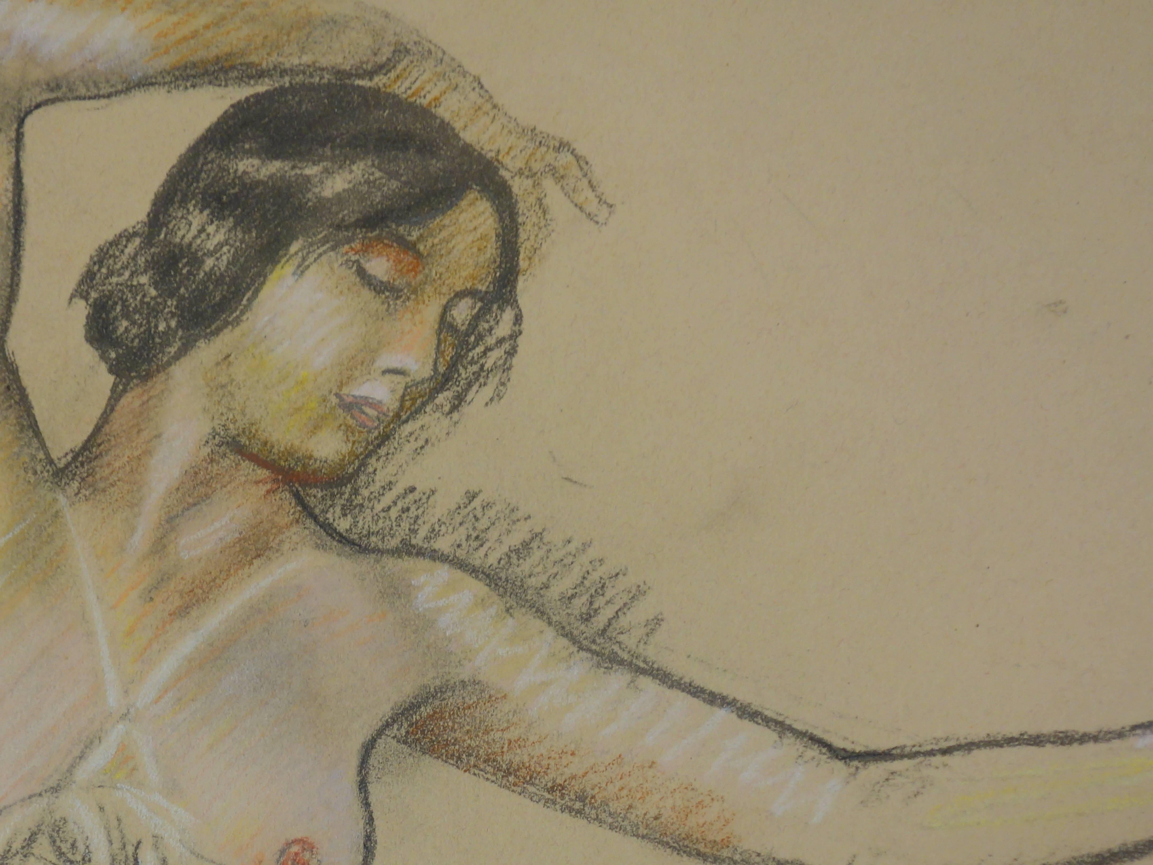 Modèle de danse nu - Lithographie originale - Marron Figurative Print par Maurice Denis