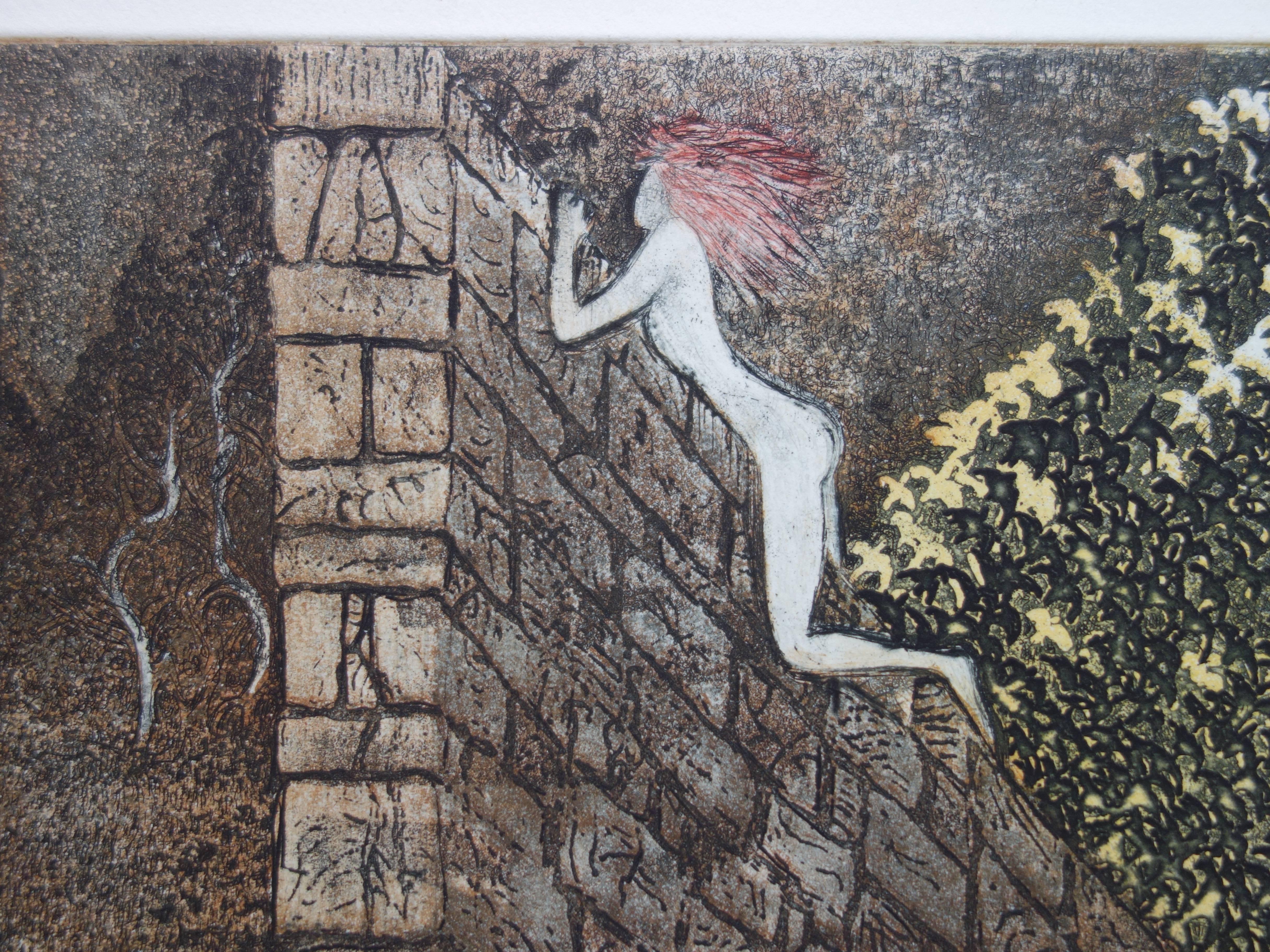 The Other Side of the Wall - Original Handsigned Etching - 150ex - Surrealist Print by Lars Bo