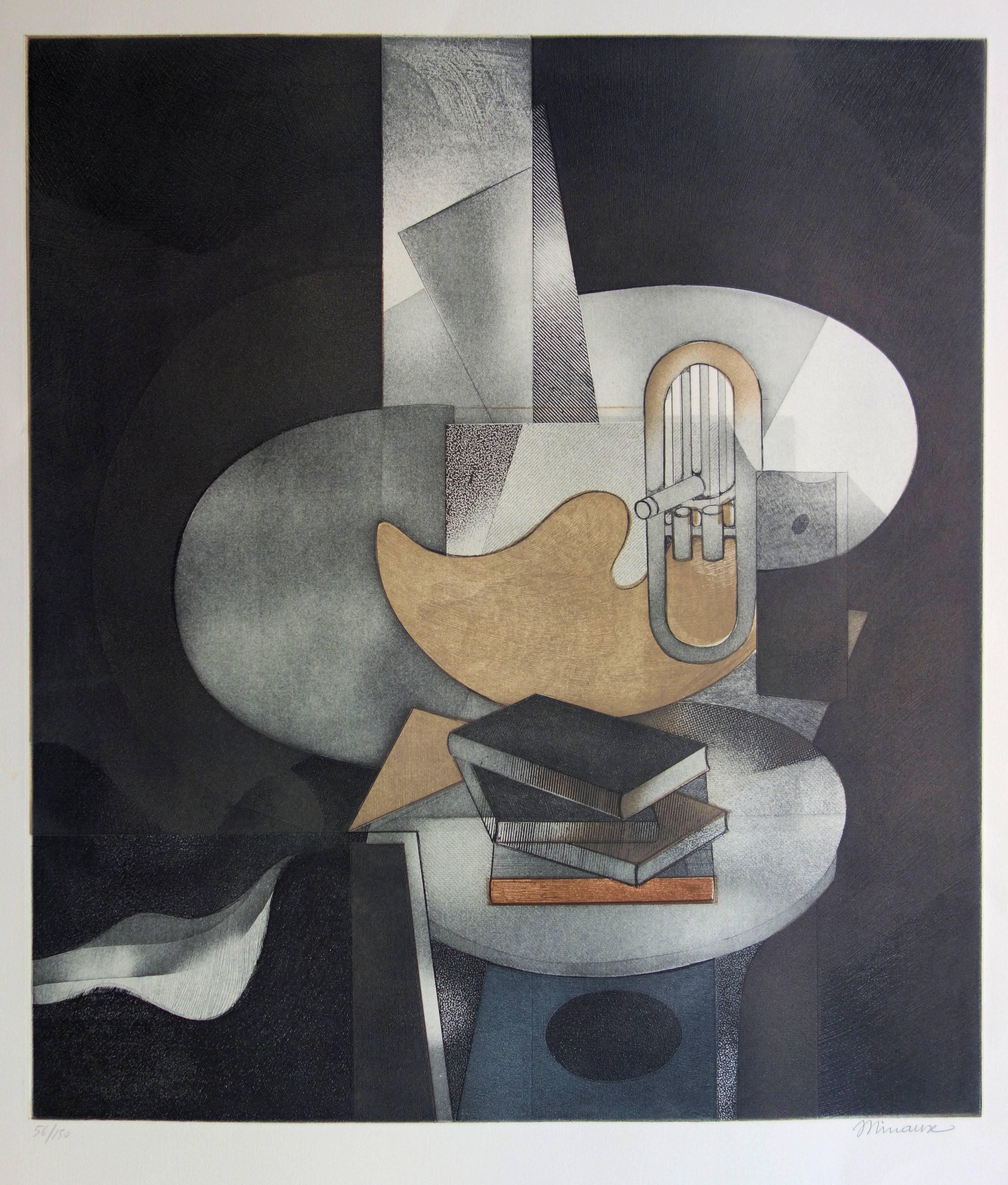 Cubist Still Life - Original Handsigned Etching - 150ex – Print von André Minaux