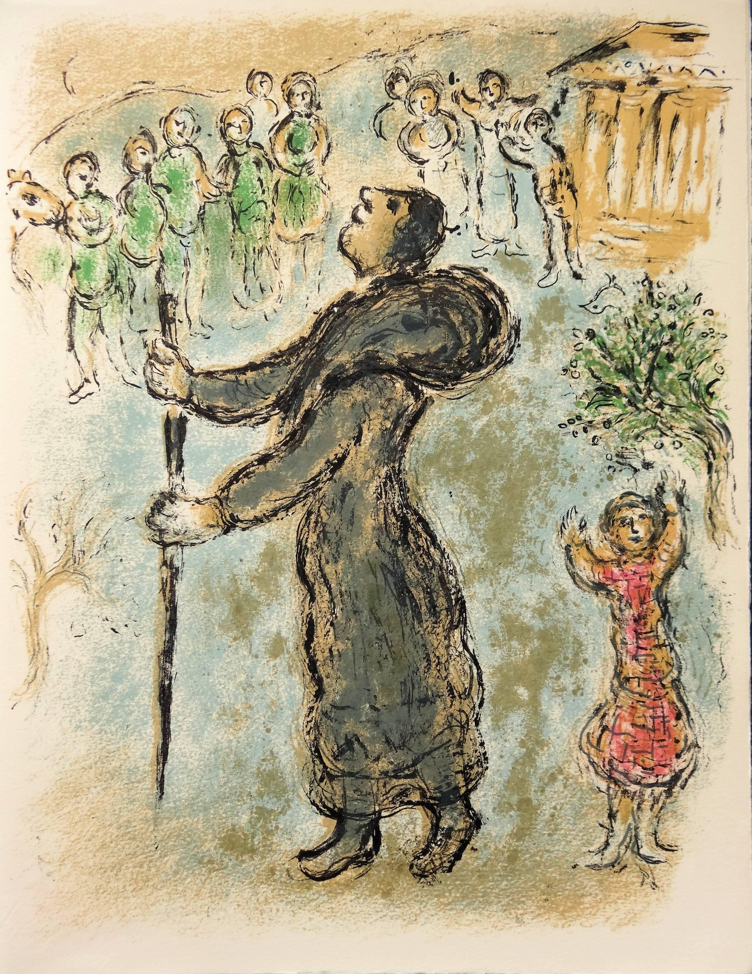 Marc Chagall Figurative Print - Odyssey : Odysseus Dressed Up as a Beggar - Original lithograph - Mourlot 1975