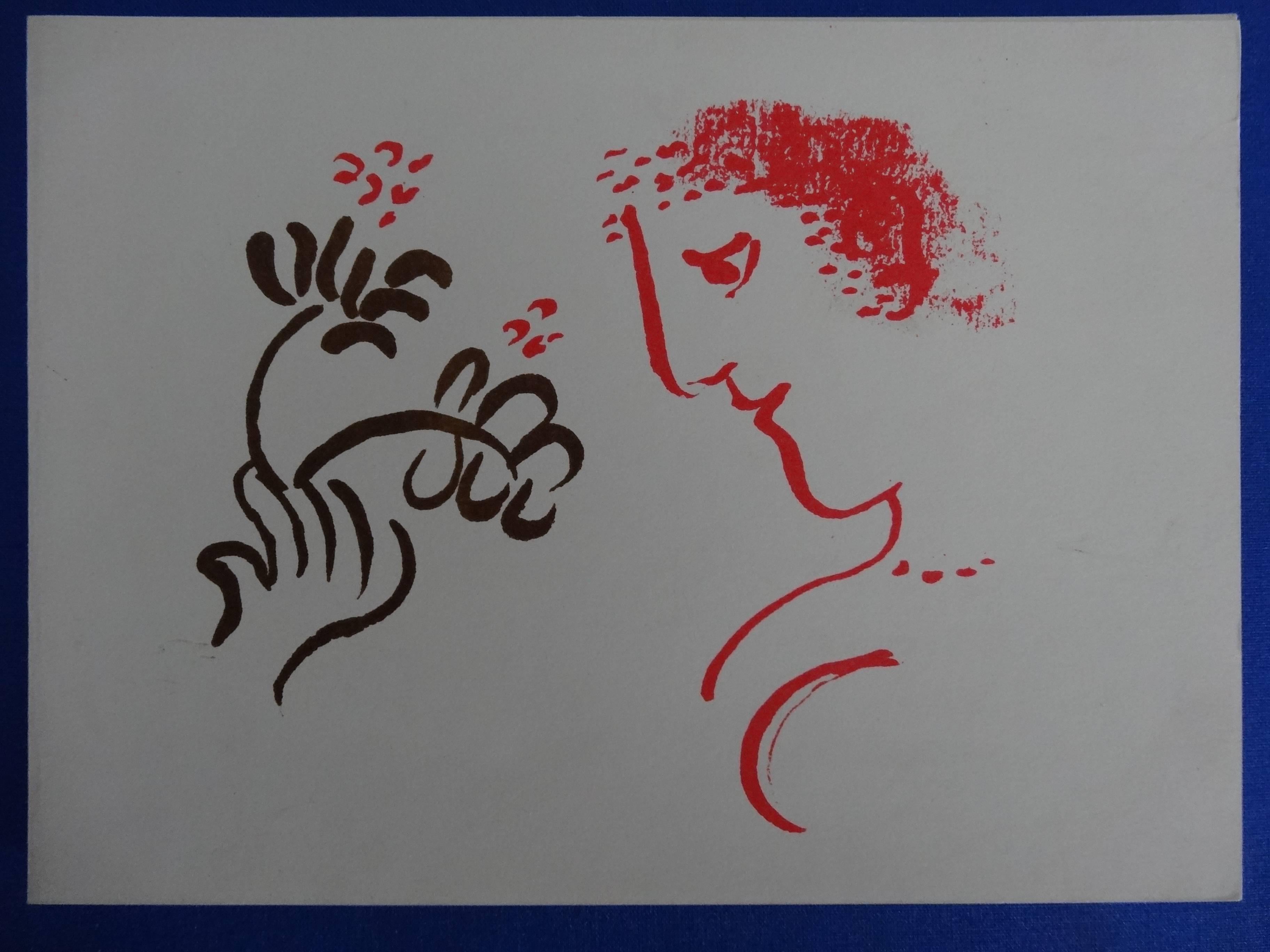 Man With Flowers - Original Lithograph - Maeght 1972 - Print by Marc Chagall