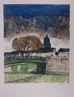 Paris : Le Pont des Arts - Handsigned lithograph