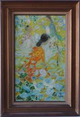Three Women in a Garden - Oil on Canvas - Signed