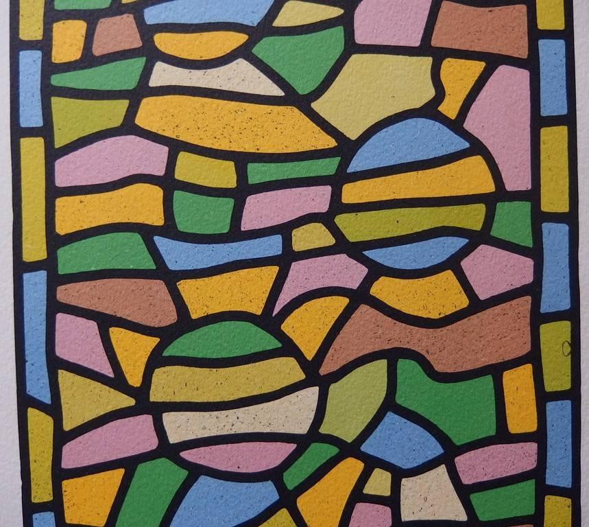 Stained Glass With Three Suns - Original signed lithograph - Abstract Expressionist Print by Alfred MANESSIER