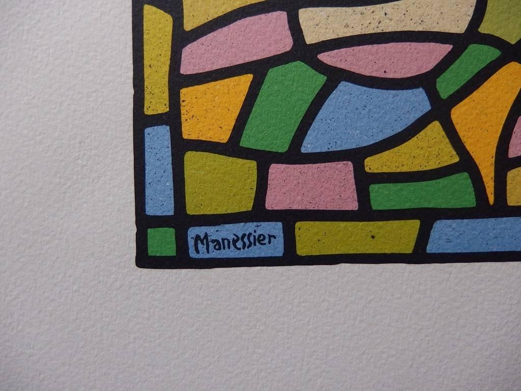 Stained Glass With Three Suns - Original signed lithograph - Print by Alfred MANESSIER