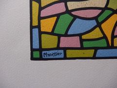 Stained Glass With Three Suns - Original signed lithograph