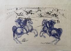 Blue Cavaliers - Original signed etching - 1965