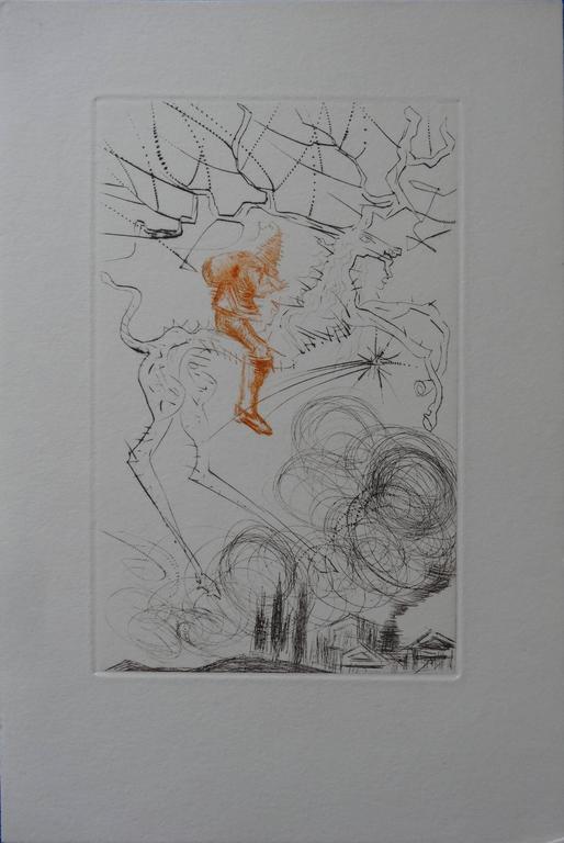 Santa Claus Greeting Card - original etching - signed in pencil - 1968 - Print by Salvador Dalí