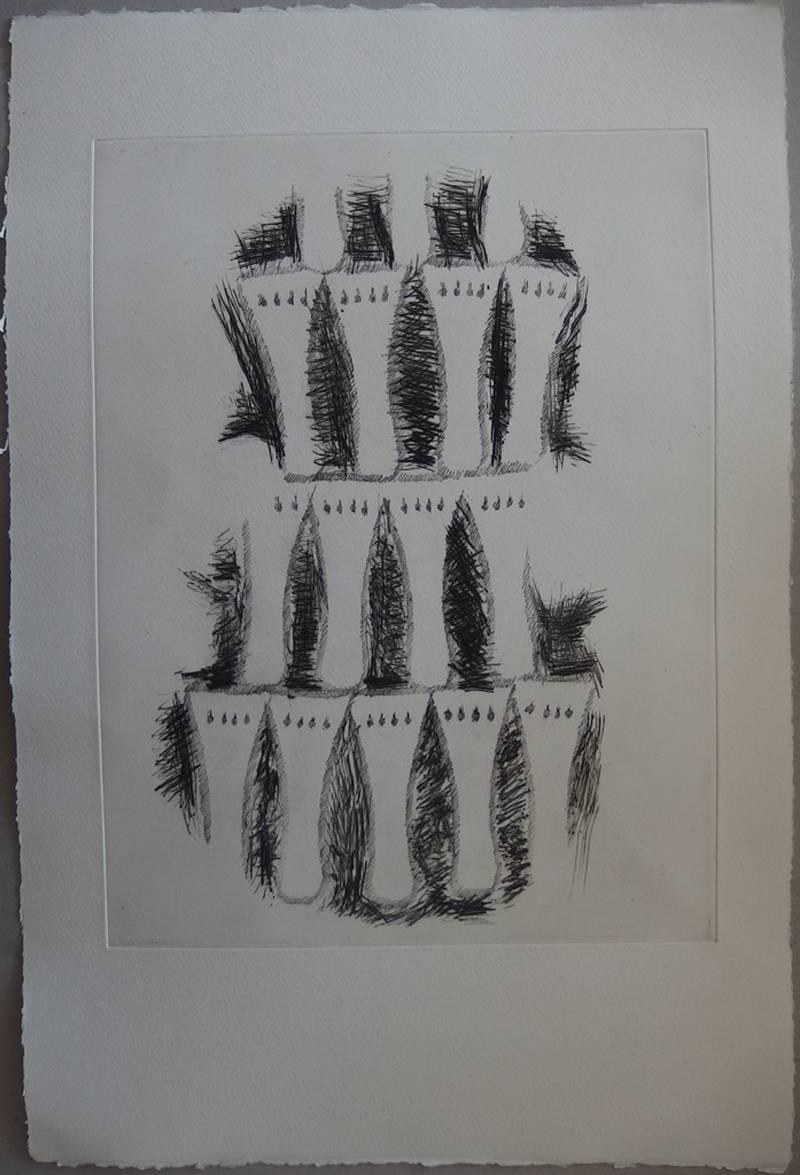 Fernandez Arman Figurative Print – Impression eines Geigers – Original-Radierung – 75 Exemplare