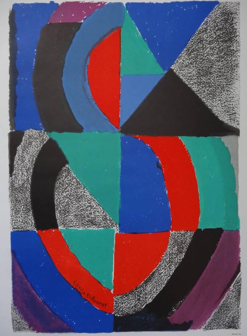 International women's year - Original signed lithograph - 1975 - Abstract Geometric Print by Sonia Delaunay