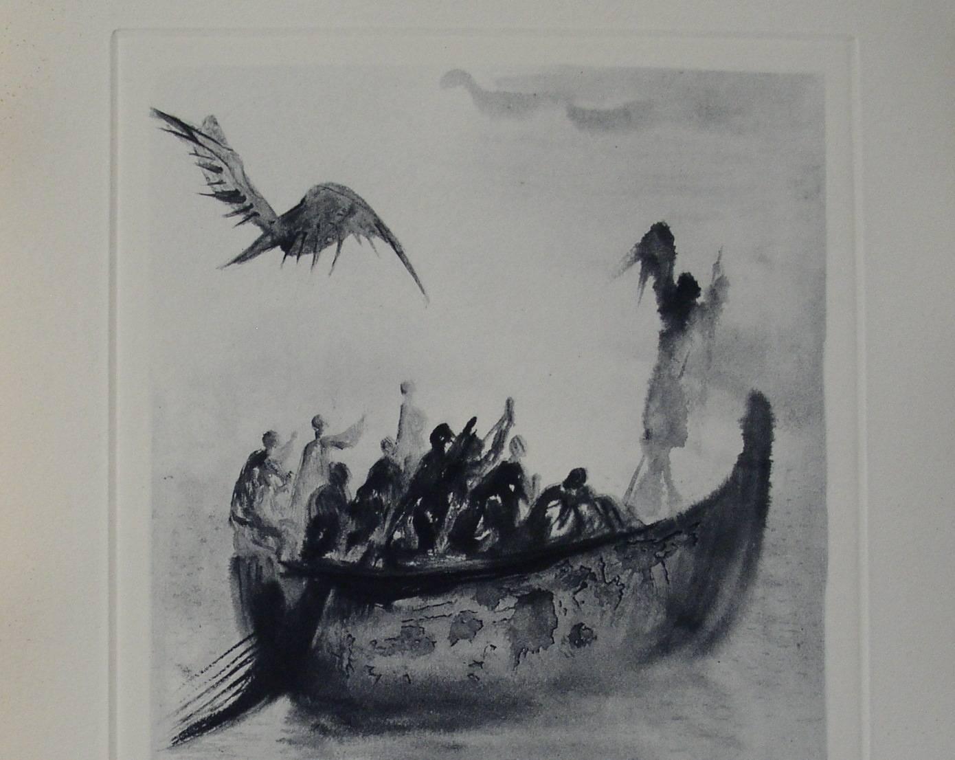 La barque du nocher - Etching - 150 copies - Print by Salvador Dalí