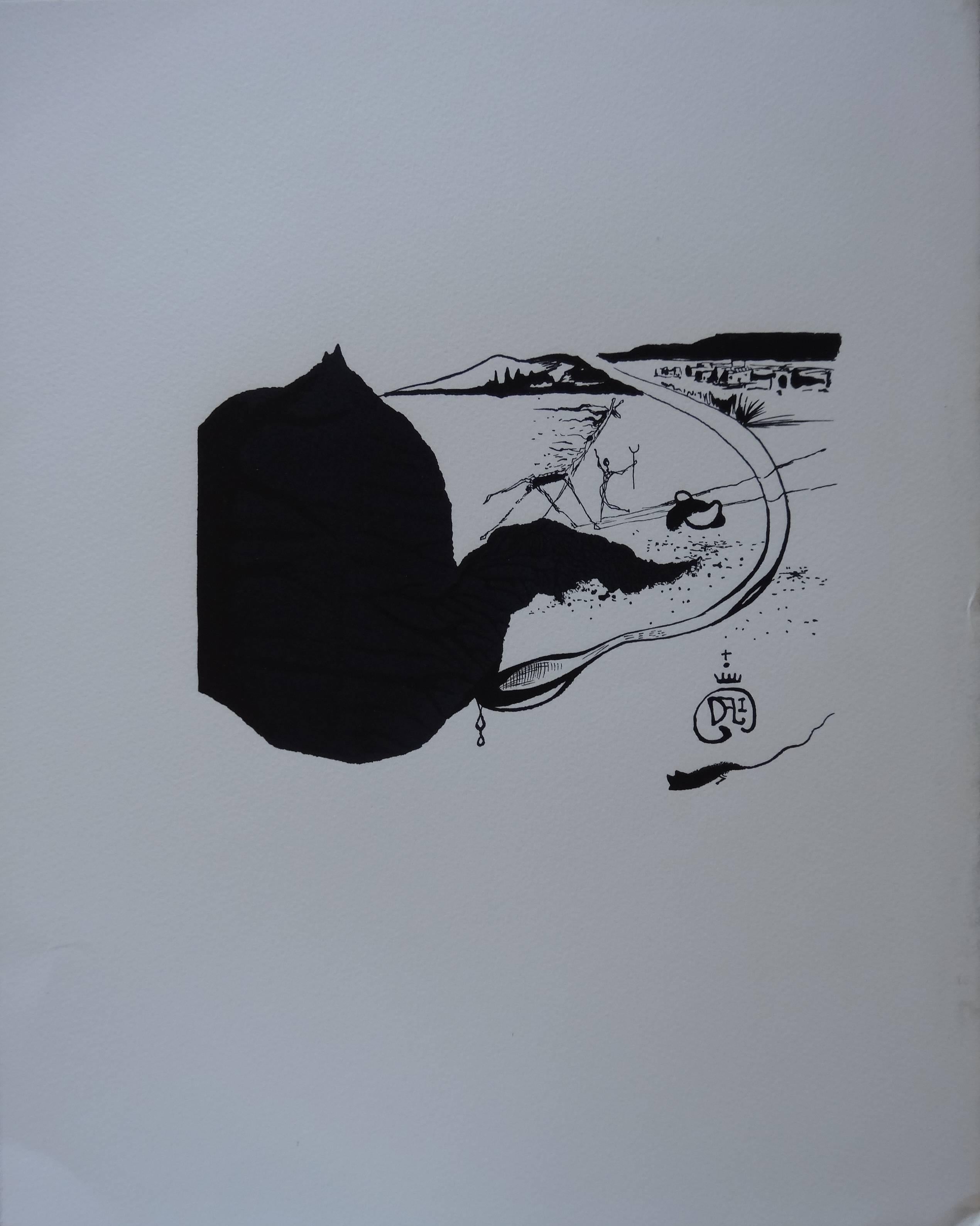 Yin Yang & Giraffe Afire - 1978 - Surrealist Print by Salvador Dalí