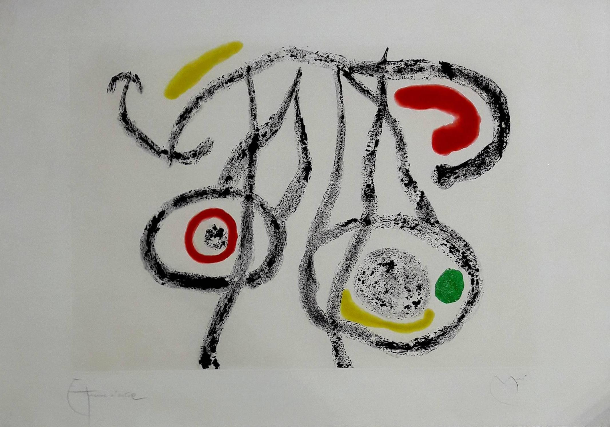 Joan Miró Abstract Print - Le Porteur D'Eau - Original Handsigned Aquatint - 75 copies