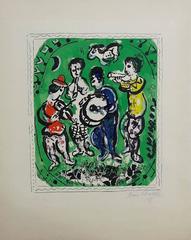 Musicians On A Green Background - Original Lithograph - 50 copies