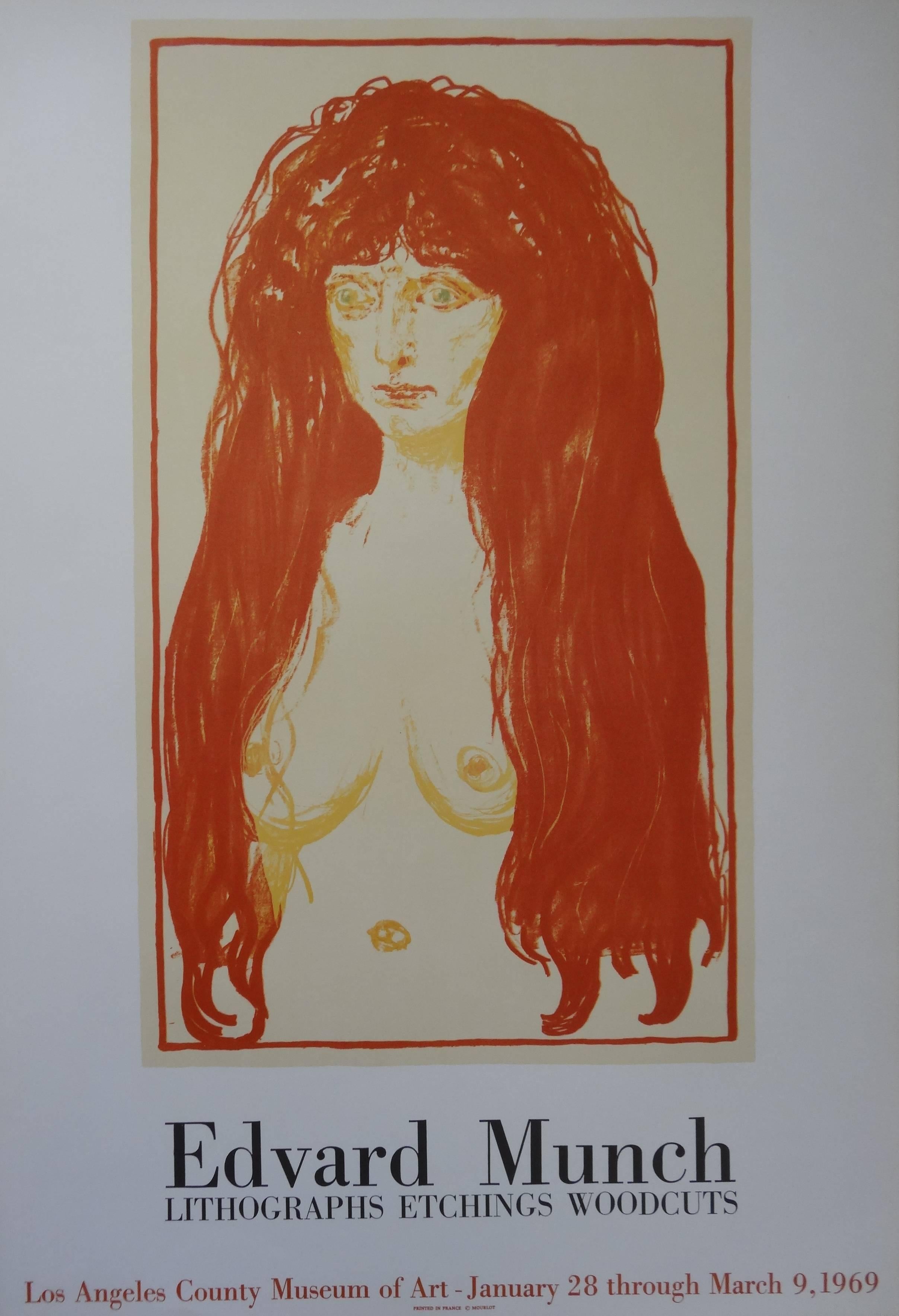 Edvard Munch Portrait Print - Redhead Woman - Lithograph Poster - Los Angeles County Museum