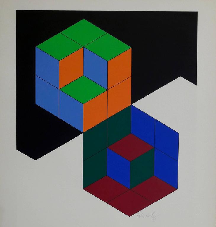 Victor Vasarely Hexa Original Screen Print