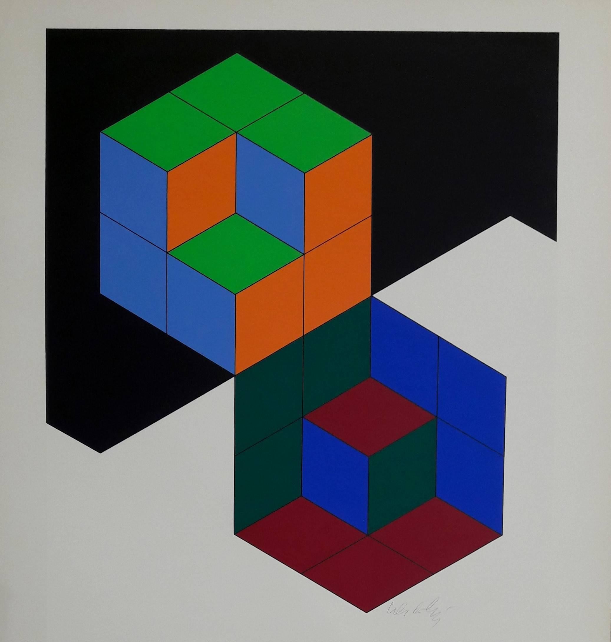 Victor VASARELY
Hexa 

Original Screen Print 
Handsigned in pencil
Numbered / 300 copies
On Arches, 76 x 56 cm (c. 29,9 x 22 in)

Very good condition, but very light fold at the top left and top right corner.