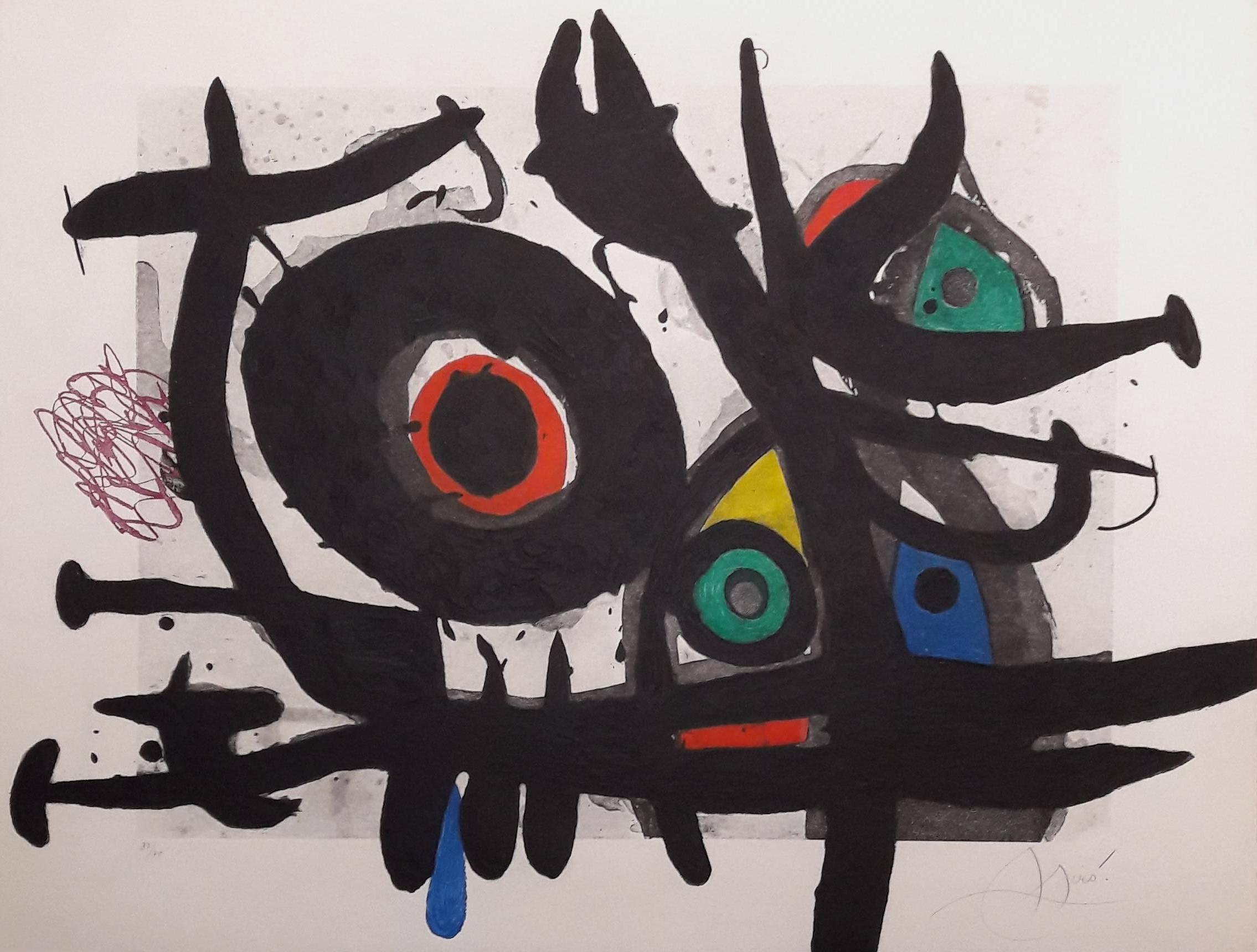 Joan Miró Abstract Print - L'Oiseau Destructeur (The Destructive Bird) - Original Etching Handsigned 