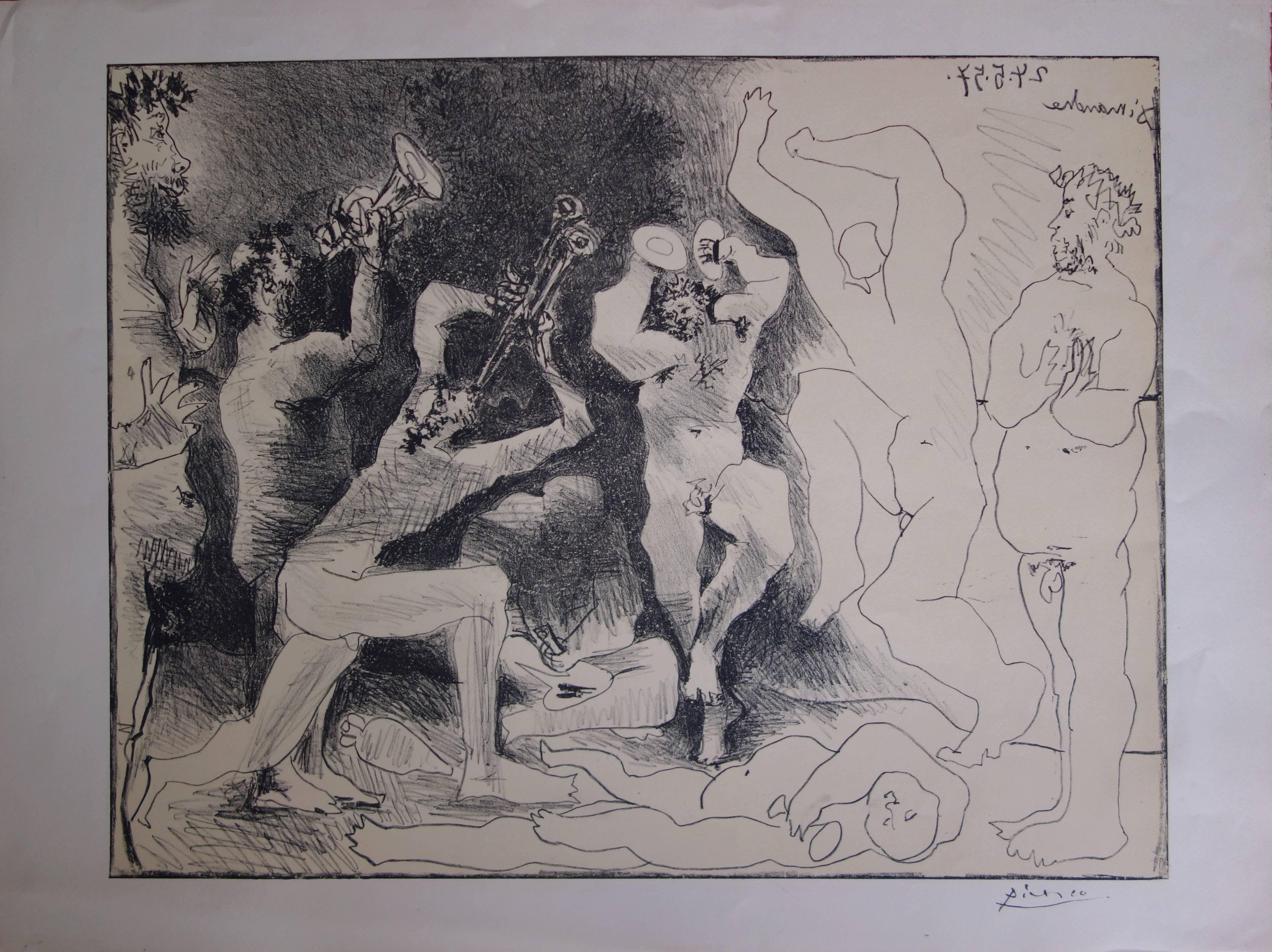 Pablo Picasso Figurative Print - The Fauns  Danse - Original signed litograph - 1957