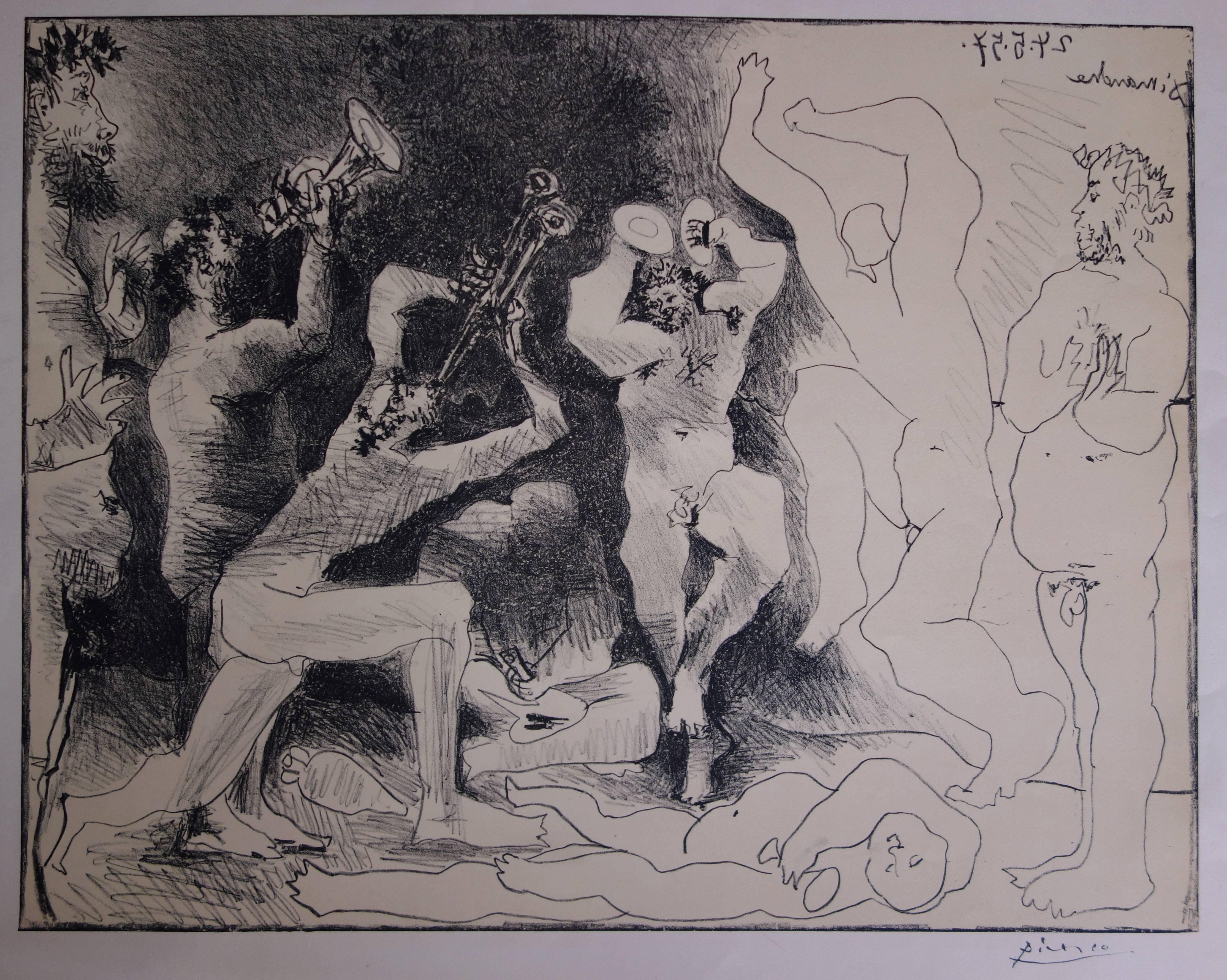 The Fauns  Danse - Original signed litograph - 1957 - Cubist Print by Pablo Picasso