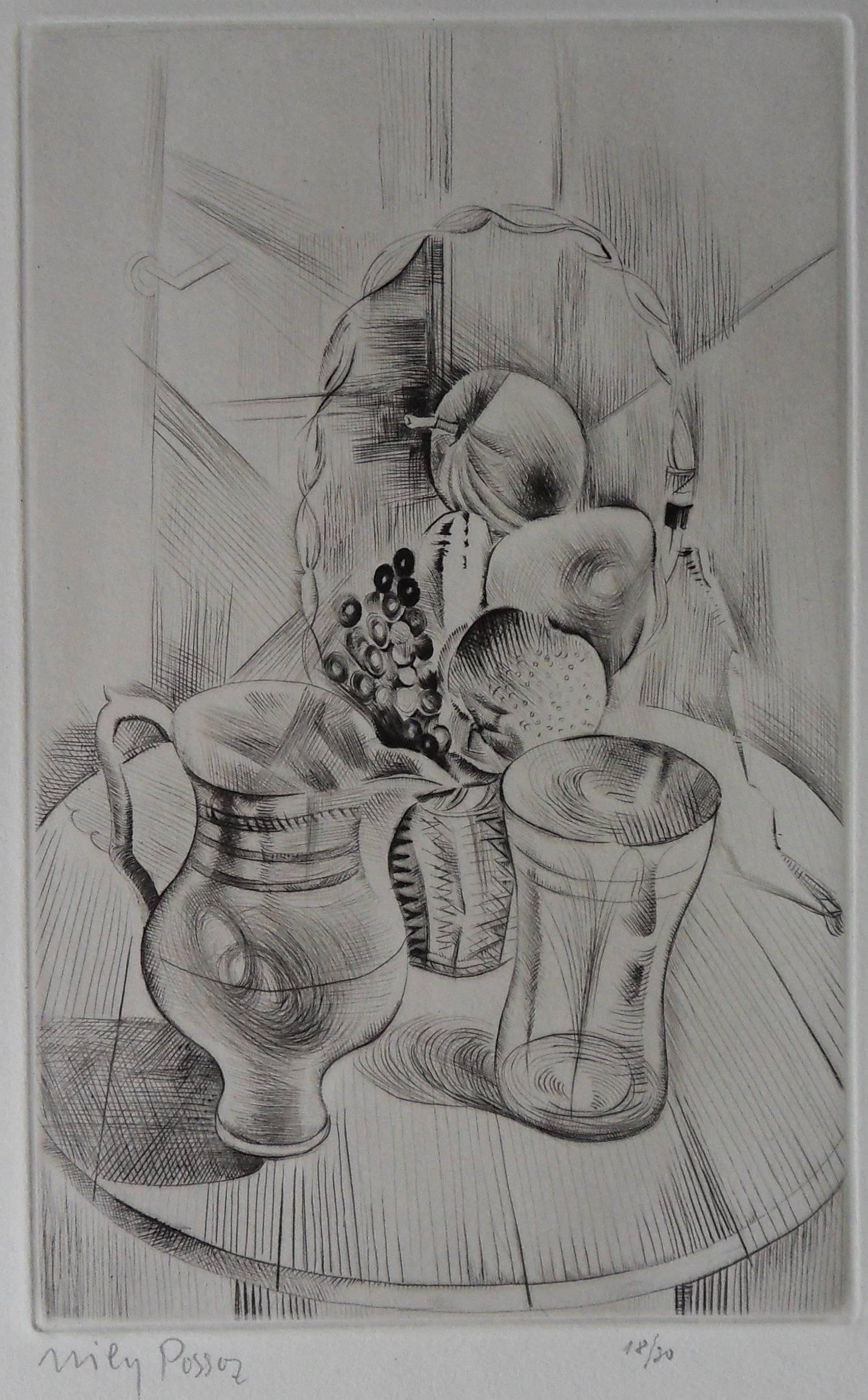 The table - Etching, Handsigned - Print by Mily Possoz