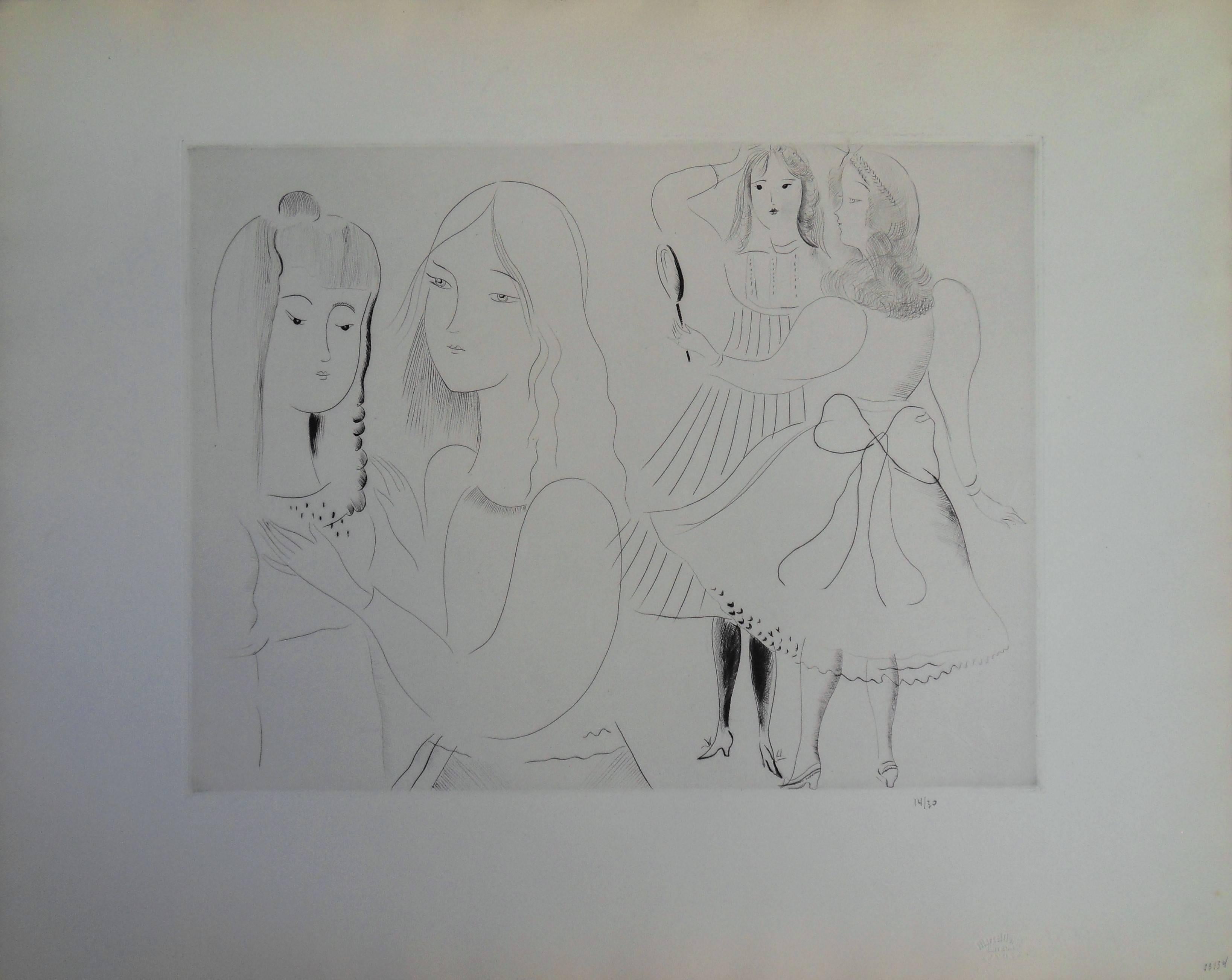Mily Possoz Figurative Print - Before the show - Etching
