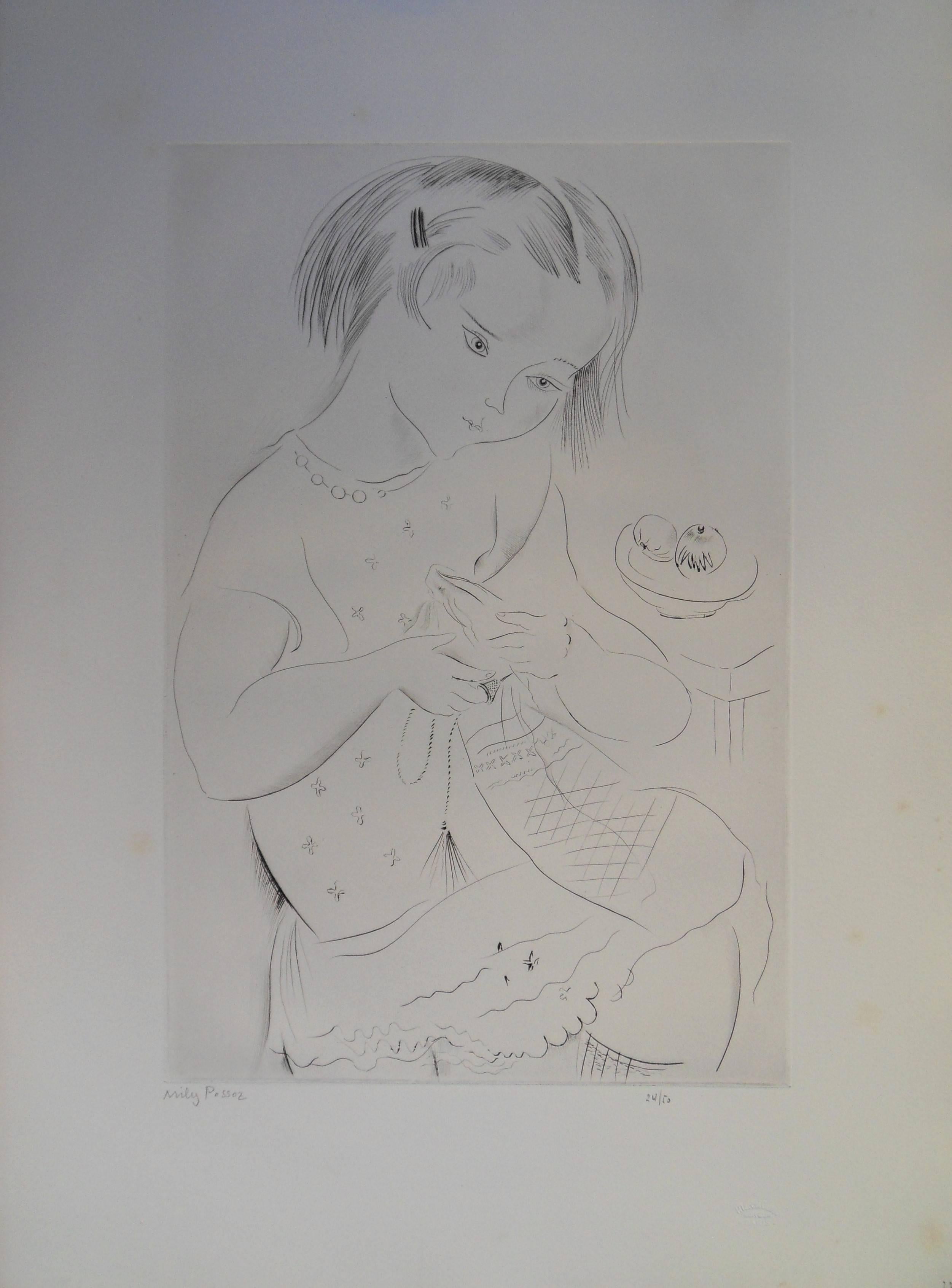 Mily Possoz Figurative Print - The sewing - Etching, Handsigned