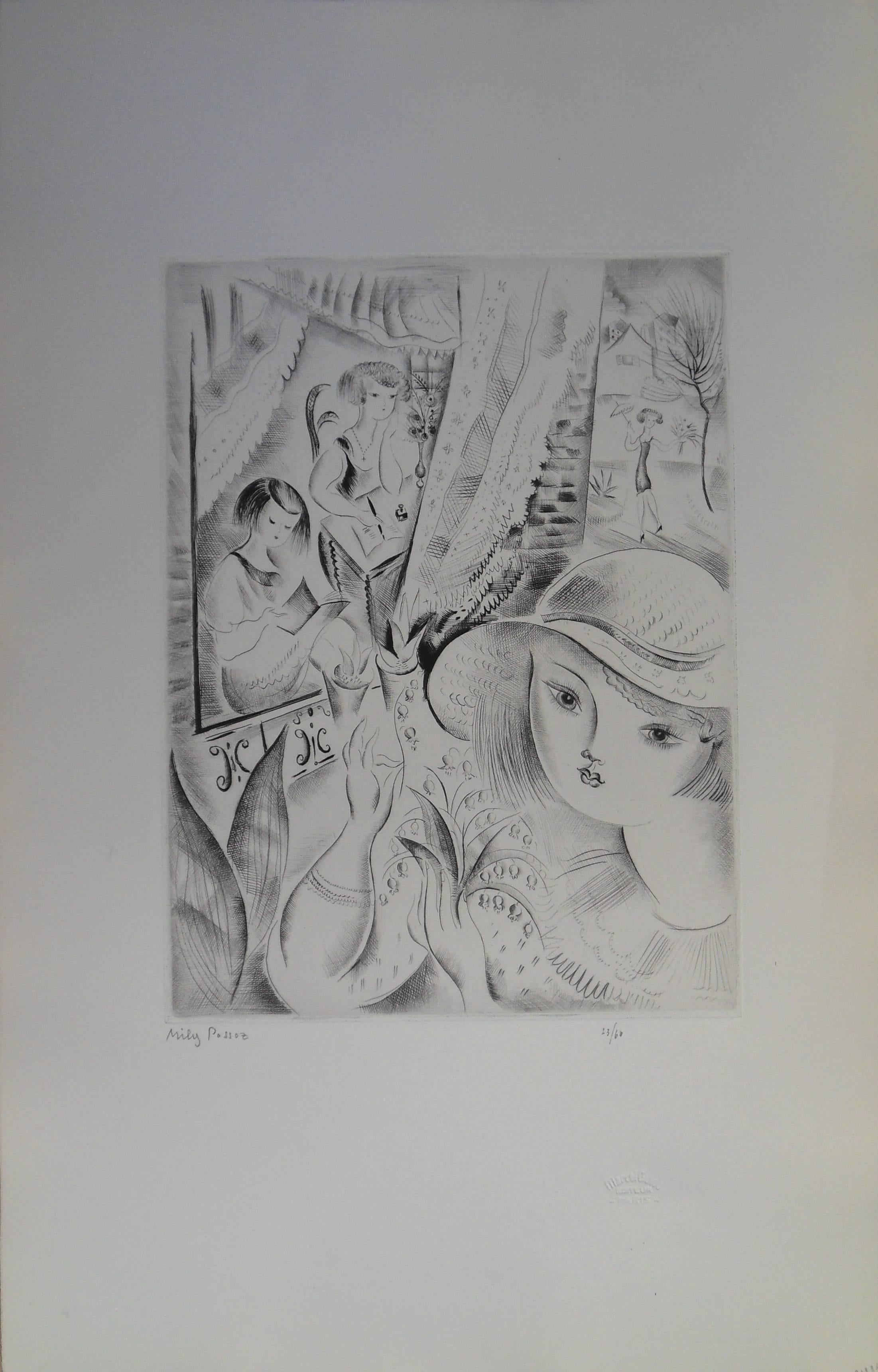 Mily Possoz Figurative Print - Lily of the valley - Etching, Handsigned