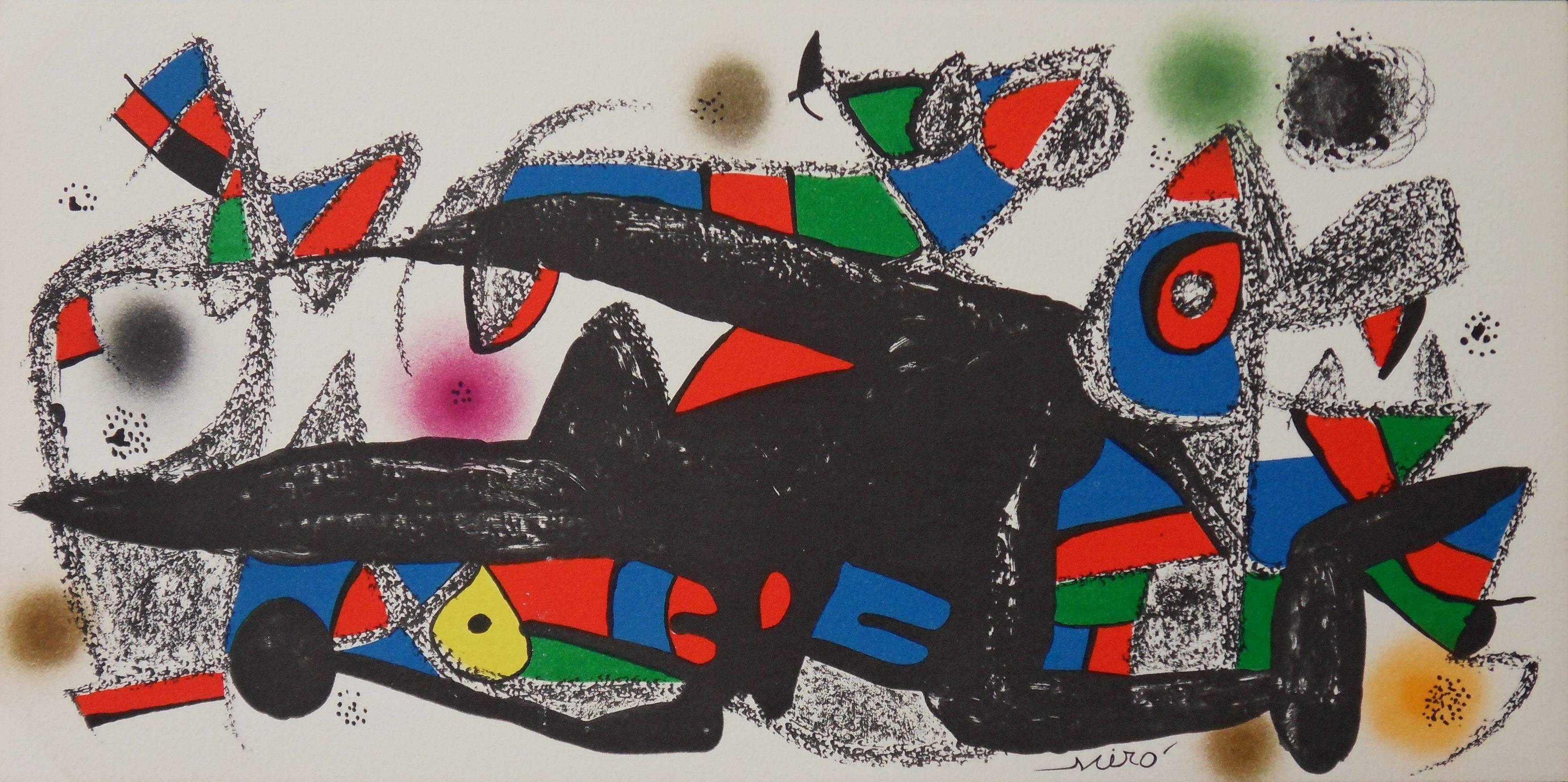 Joan Miró Abstract Print - Escultor : Denmark - Original signed lithograph - 1974