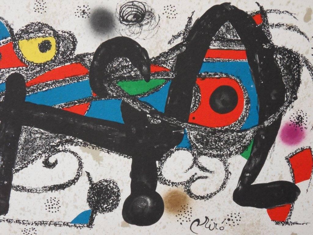 Escultor : Portugal - Original lithograph - 1974 - Gray Abstract Print by Joan Miró