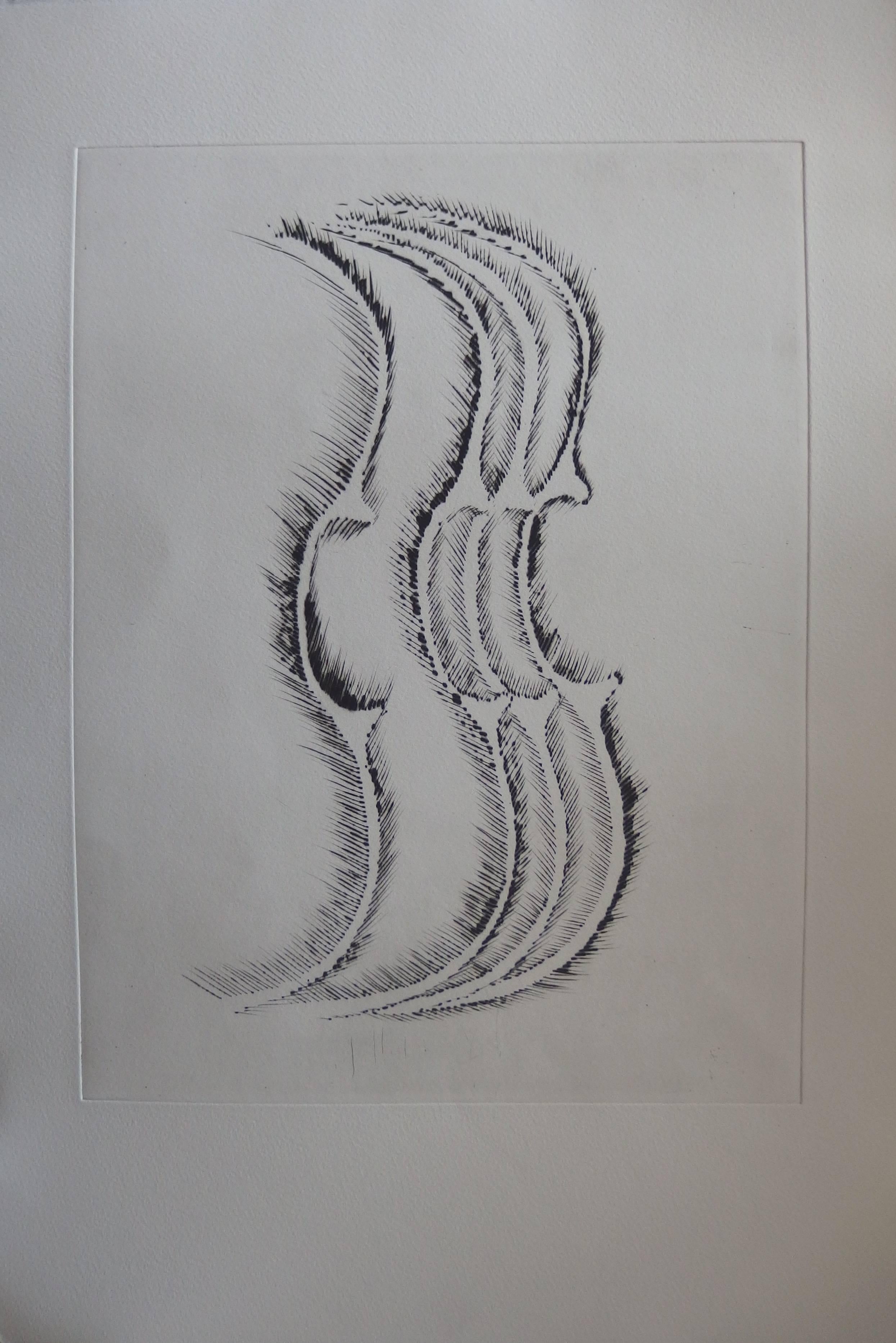 Figurative Print de Fernandez Arman - Perfil de violín - Grabado original - 1979