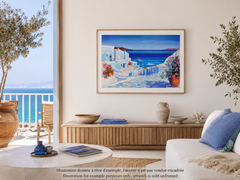 Riviera : Terrasse in Santorini - Original Lithographie, HANDSIGNIERT & GmbH /390
