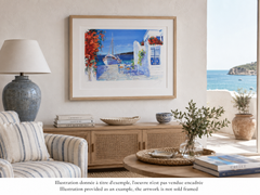 Riviera : Segelboot bei Santorini - Original Lithographie, HANDSIGNIERT & GmbH /390