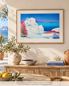 Riviera : Blumenboot auf Santorini - Original Lithographie, HANDSIGNIERT & GmbH /390