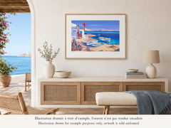 Riviera : Drei Boote in Santorini - Original Lithographie, HANDSIGNIERT & GmbH /390