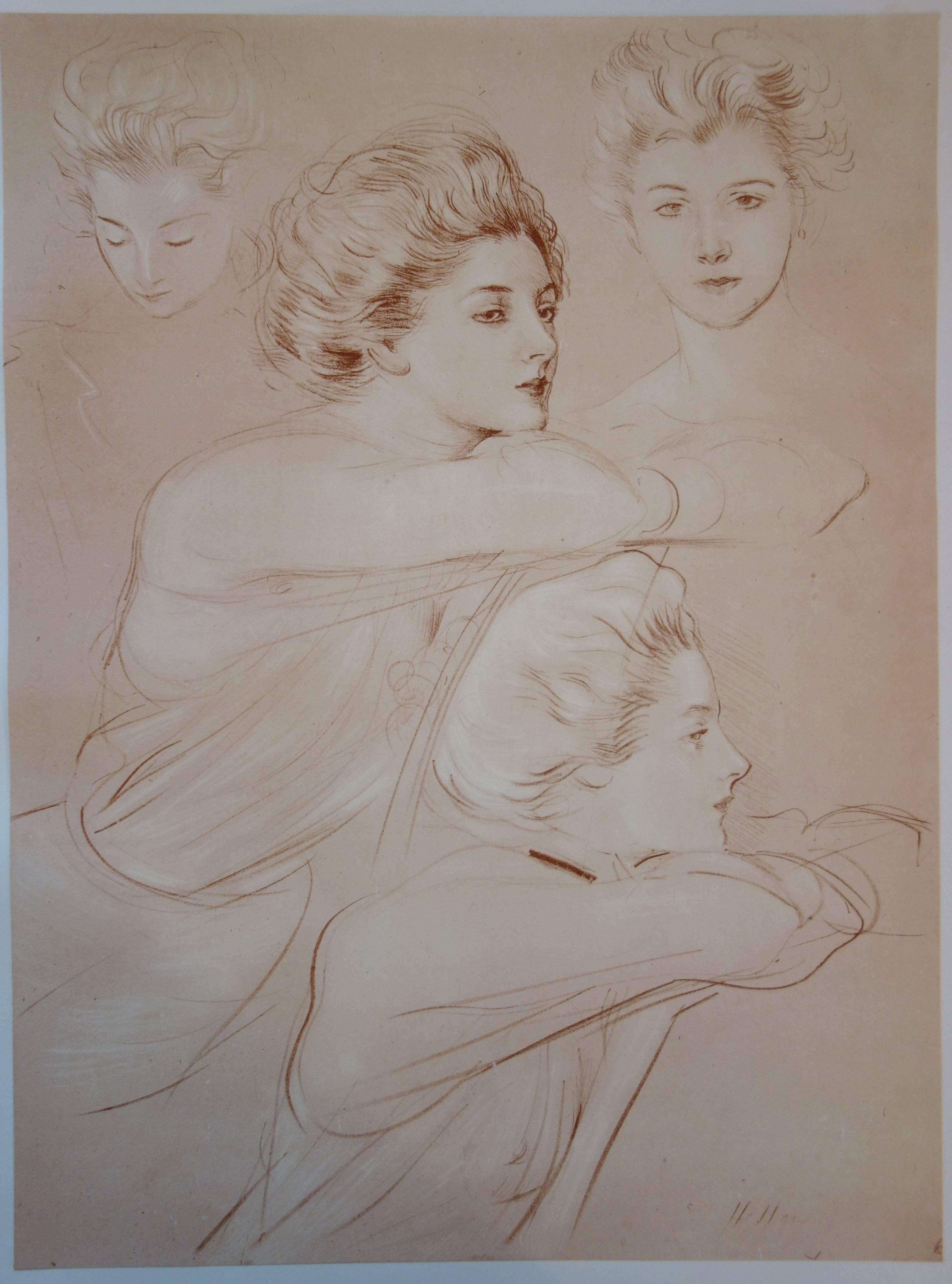 Parisian  - Original lithograph,  - Print by Paul César Helleu