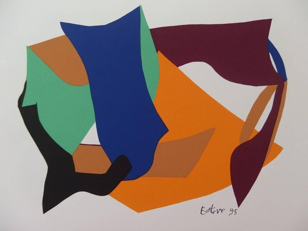 Maurice Estève Abstract Print - Decoupage III - Original Signed Screen Print - 1995