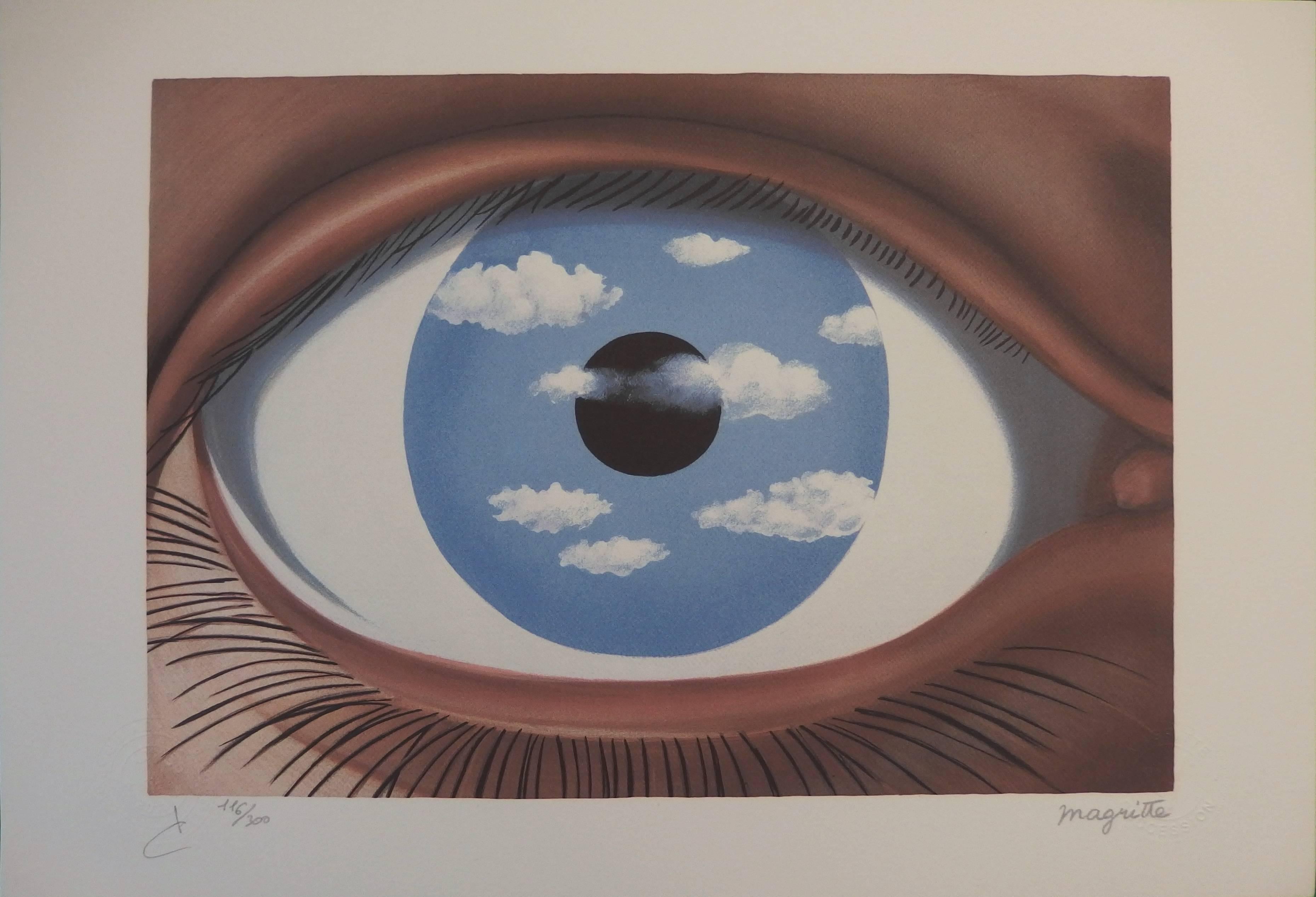 (after) René Magritte Figurative Print - Le Faux Miroir - Lithograph