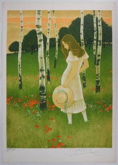 Frau mit Hut – Signierte Original-Lithografie