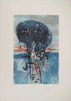 « L'arbre bleu » - Lithographie originale signée