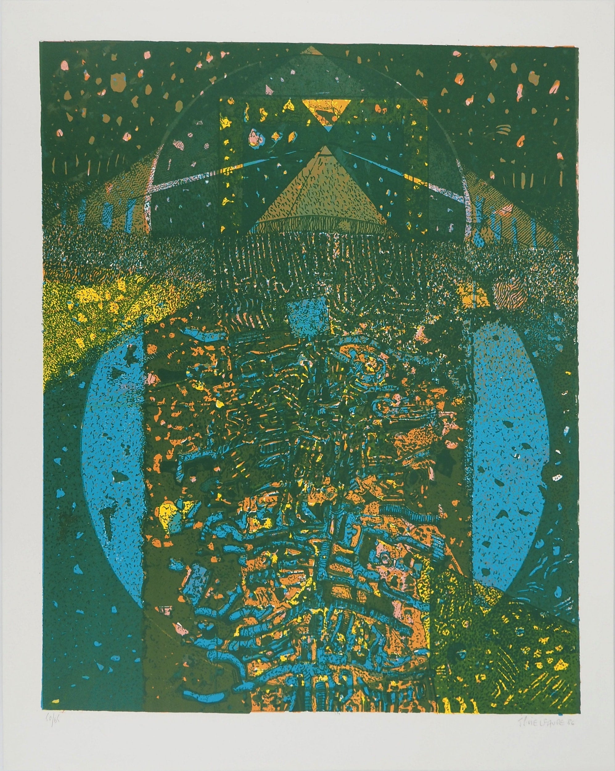 Abstract Print Jean-Pierre VIELFAURE - Le mystère de la Grande Pyramide, lithographie originale signée