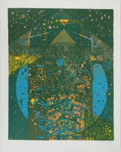 Le mystère de la Grande Pyramide, lithographie originale signée