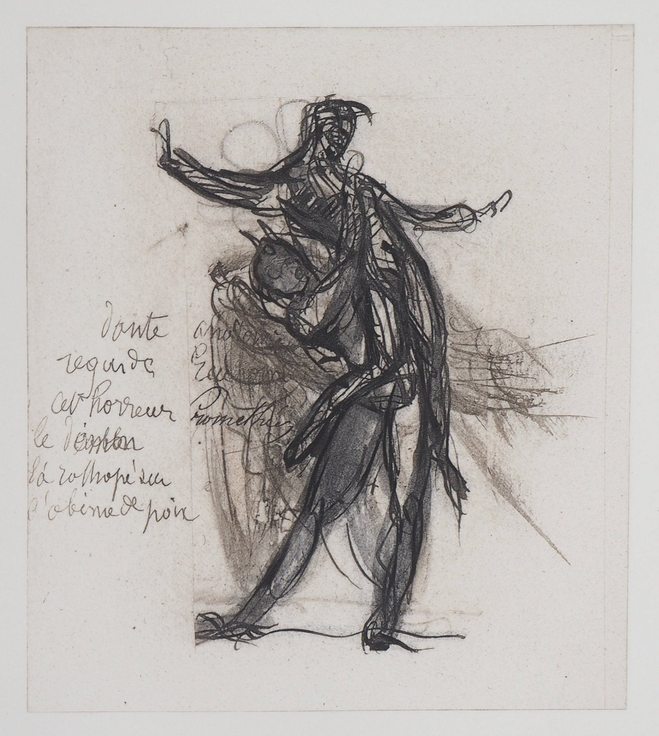 Demon showing a shadow that has fallen into pitch - Etching, (Ed. Goupil, 1897)