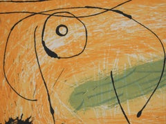 The Golden-Feathered Lizard, Dreamlike Orange Abstraction, Original lithograph