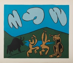 Bacchanal mit dem schwarzen Stier – Linolschnitt (Arnera-Atelier)
