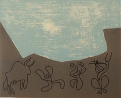 Bacchanale : Les musiciens et le taureau - Linogravure (atelier Arnera)
