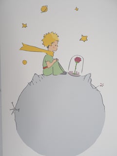 The Little Prince Takes Care of His Rose - Lithograph