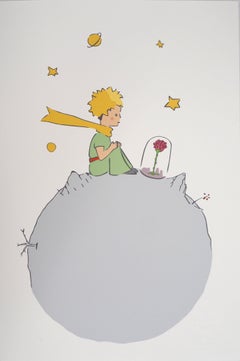 The Little Prince Takes Care of His Rose - Lithograph