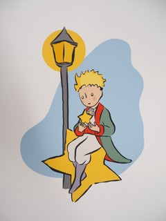 Le Petit Prince allume une étoile - Lithographie